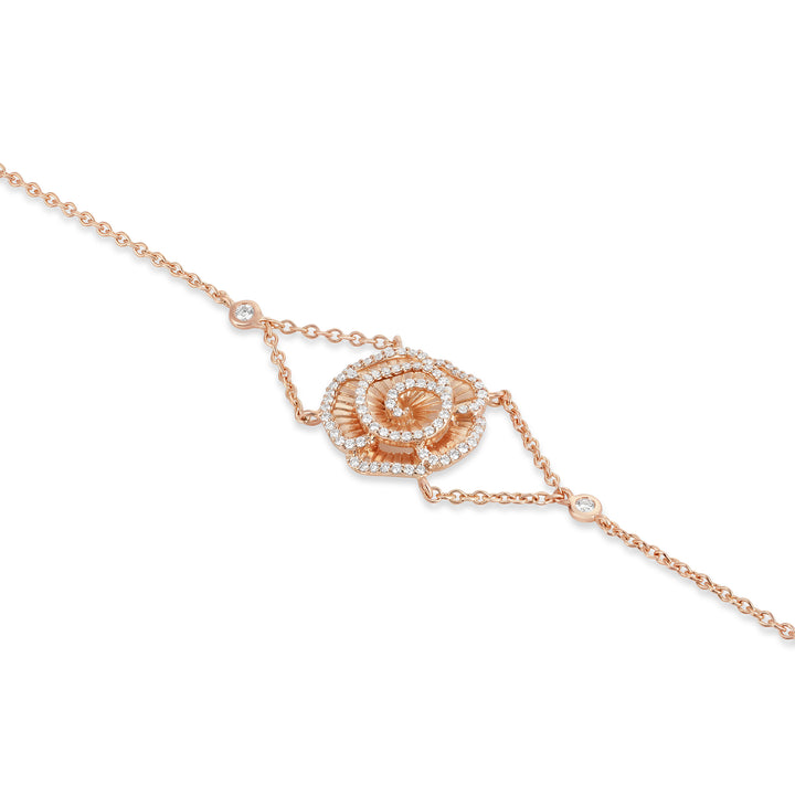 Ronza small Winter Rose bracelet in rose gold with natural diamonds, view 2