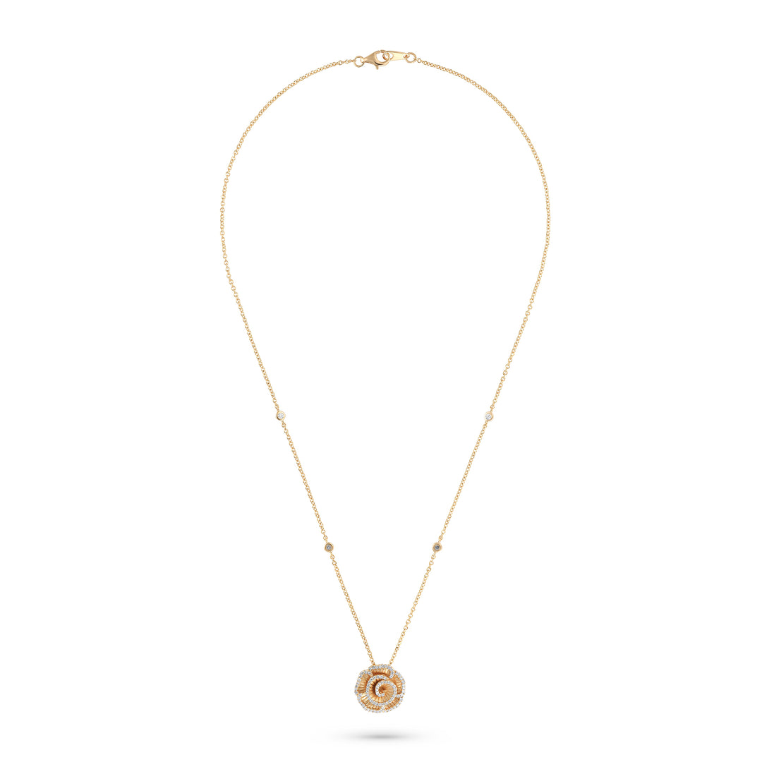 Ronza small Winter Rose pendant in rose gold with natural diamonds, view 1