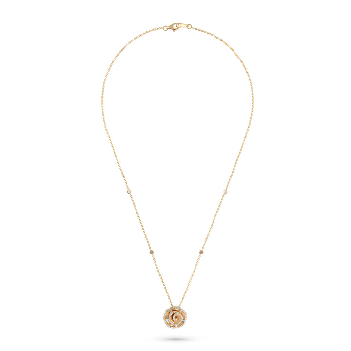 Ronza small Winter Rose pendant in rose gold with natural diamonds, view 1
