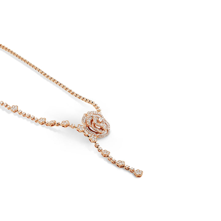 Ronza Winter Rose necklace in rose gold with natural diamonds, view 2