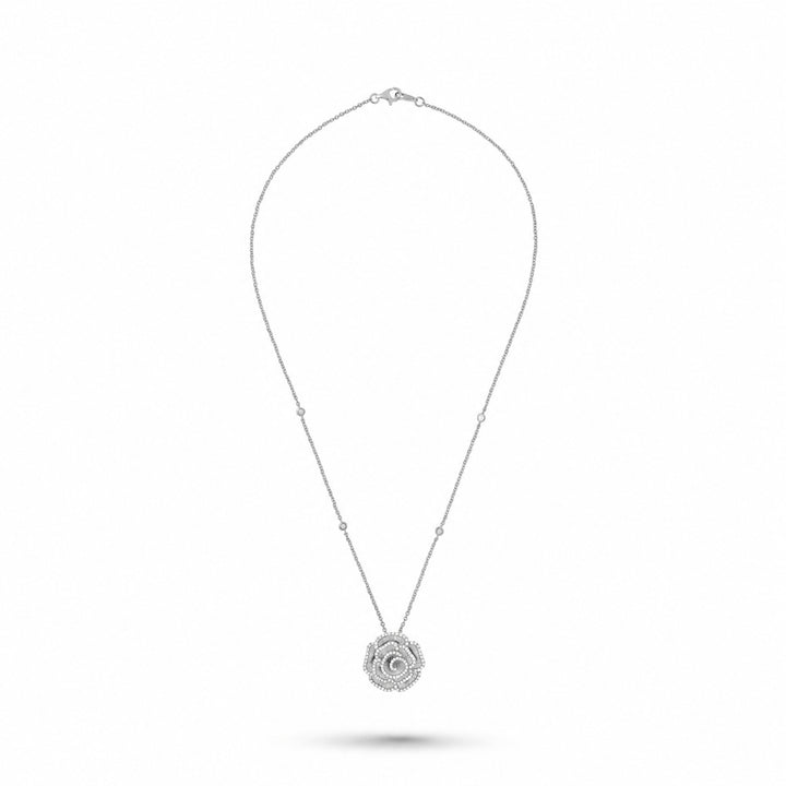Ronza medium Winter Rose pendant in white gold with natural diamonds, view 2
