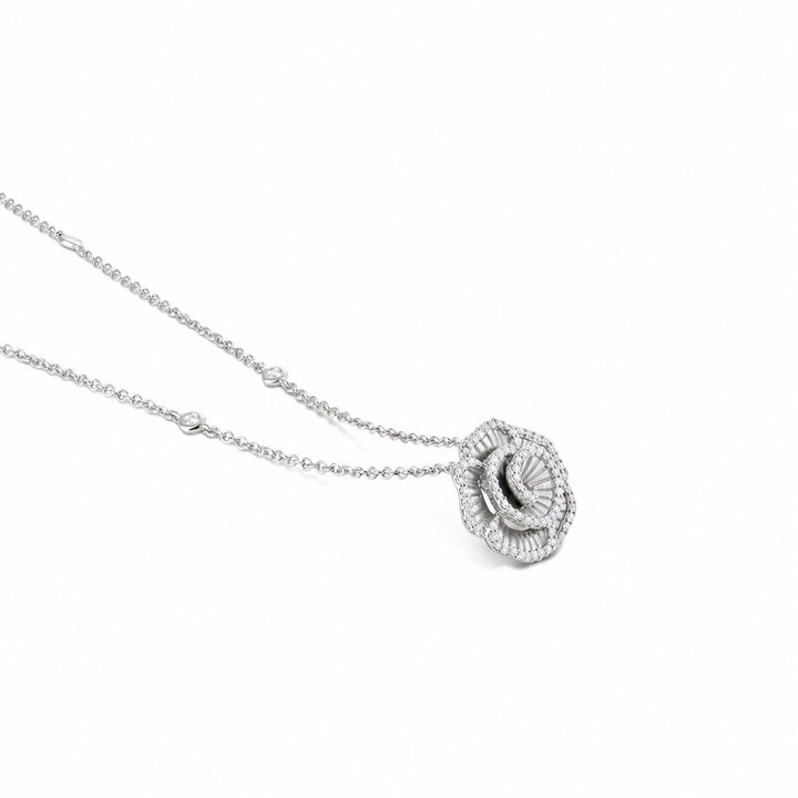Ronza small Winter Rose pendant in white gold with natural diamonds, view 1
