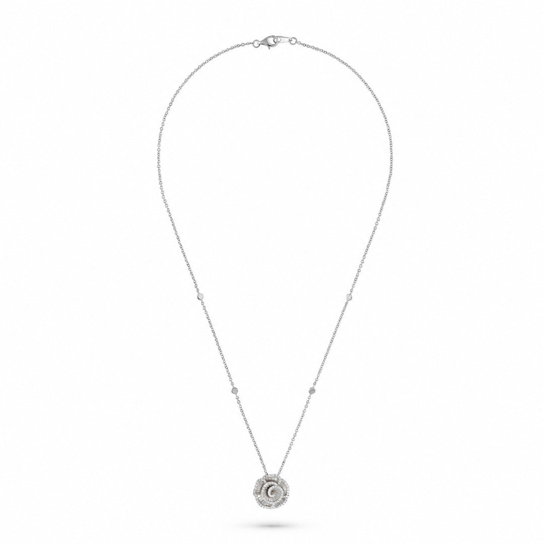 Ronza small Winter Rose pendant in white gold with natural diamonds, view 2