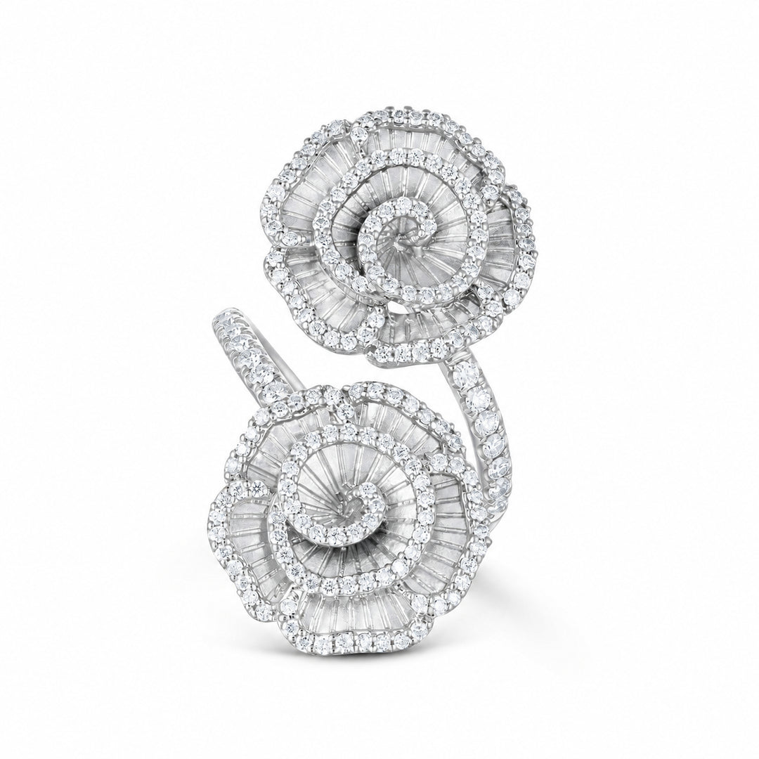 Ronza Winter Rose ring in white gold with natural diamonds, view 1