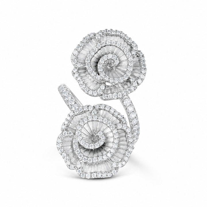 Ronza Winter Rose ring in white gold with natural diamonds, view 1