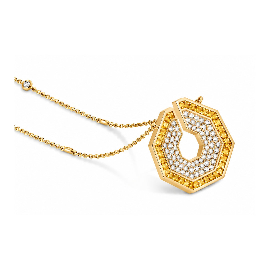 Vista Yellow Gold Hexagon Pendant With Natural Yellow Sapphire | Soit Belle Fine Jewellery