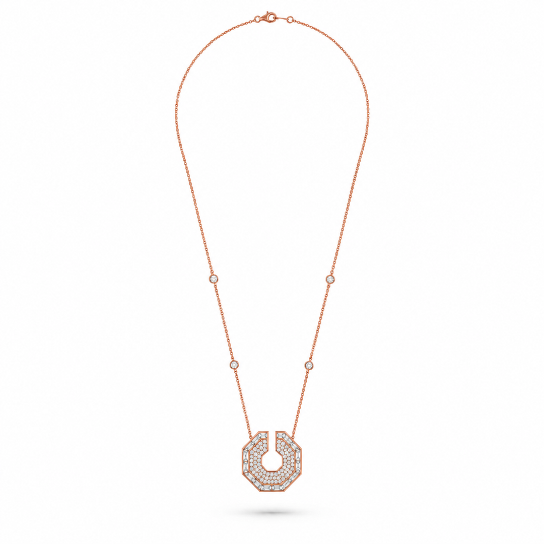 Vista Rose Gold Hexagon Pendant With Natural Diamond | Soit Belle Fine Jewellery