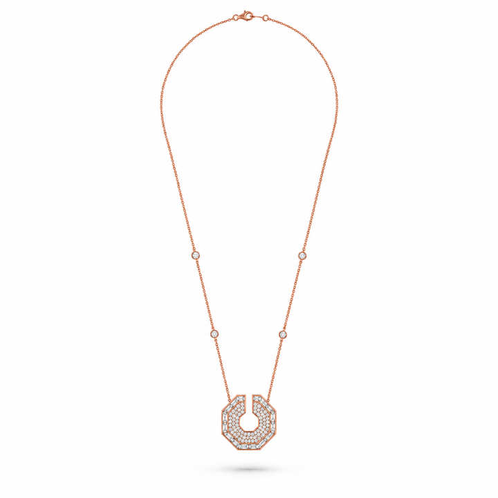 Vista Rose Gold Hexagon Pendant With Natural Diamond | Soit Belle Fine Jewellery