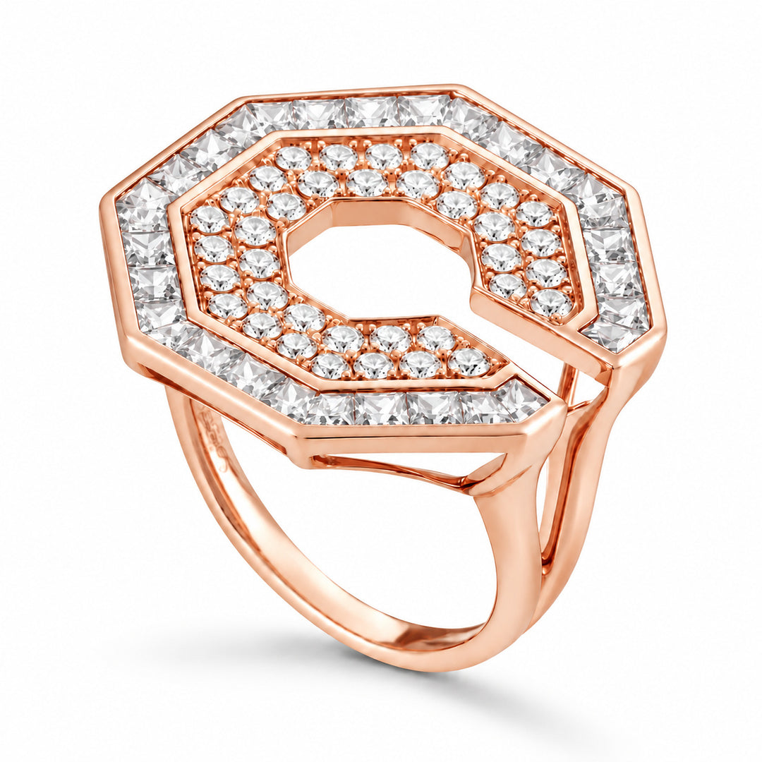 Vista Rose Gold Hexagon Ring With Natural Diamond | Soit Belle Fine Jewellery