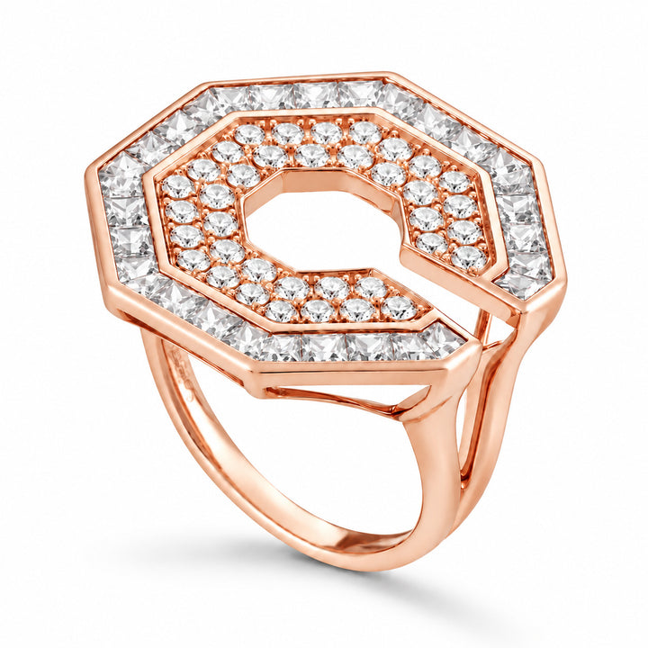Vista Rose Gold Hexagon Ring With Natural Diamond | Soit Belle Fine Jewellery