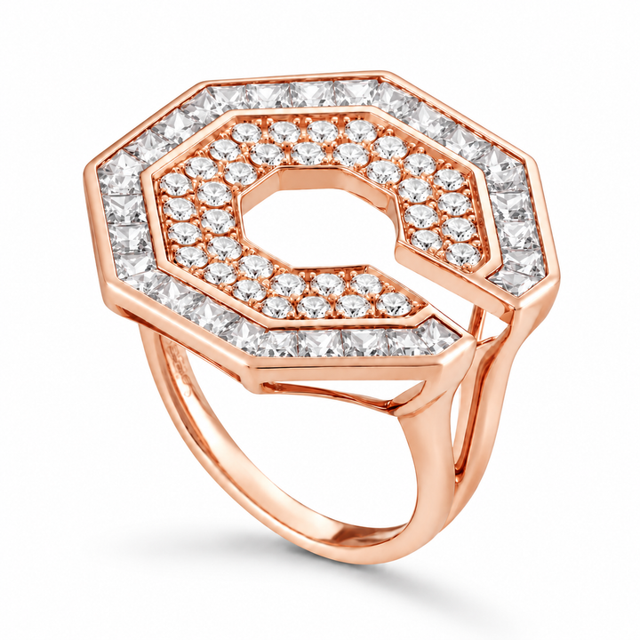 Vista Rose Gold Hexagon Ring With Natural Diamond | Soit Belle Fine Jewellery