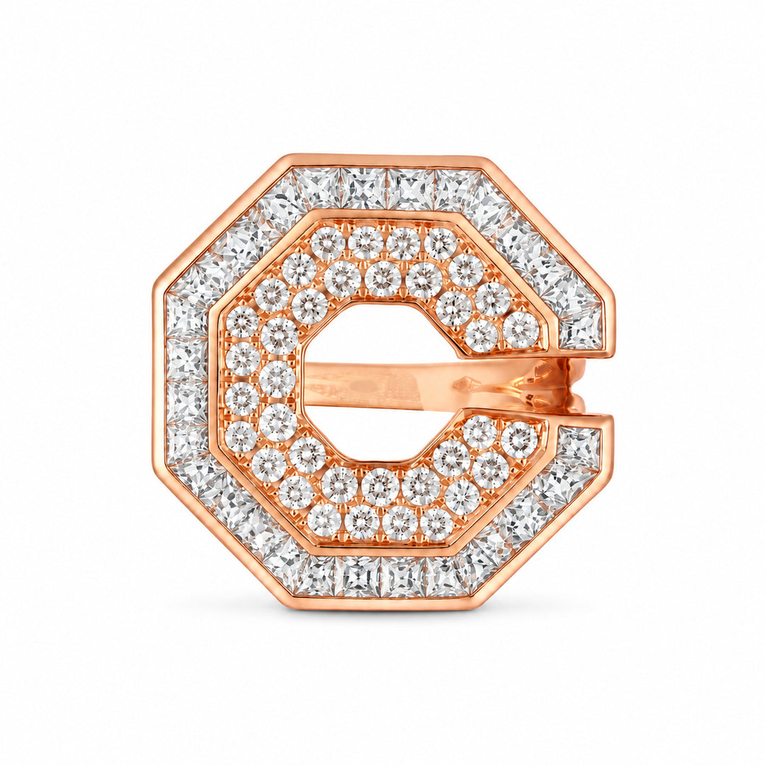 Vista Rose Gold Hexagon Ring With Natural Diamond | Soit Belle Fine Jewellery