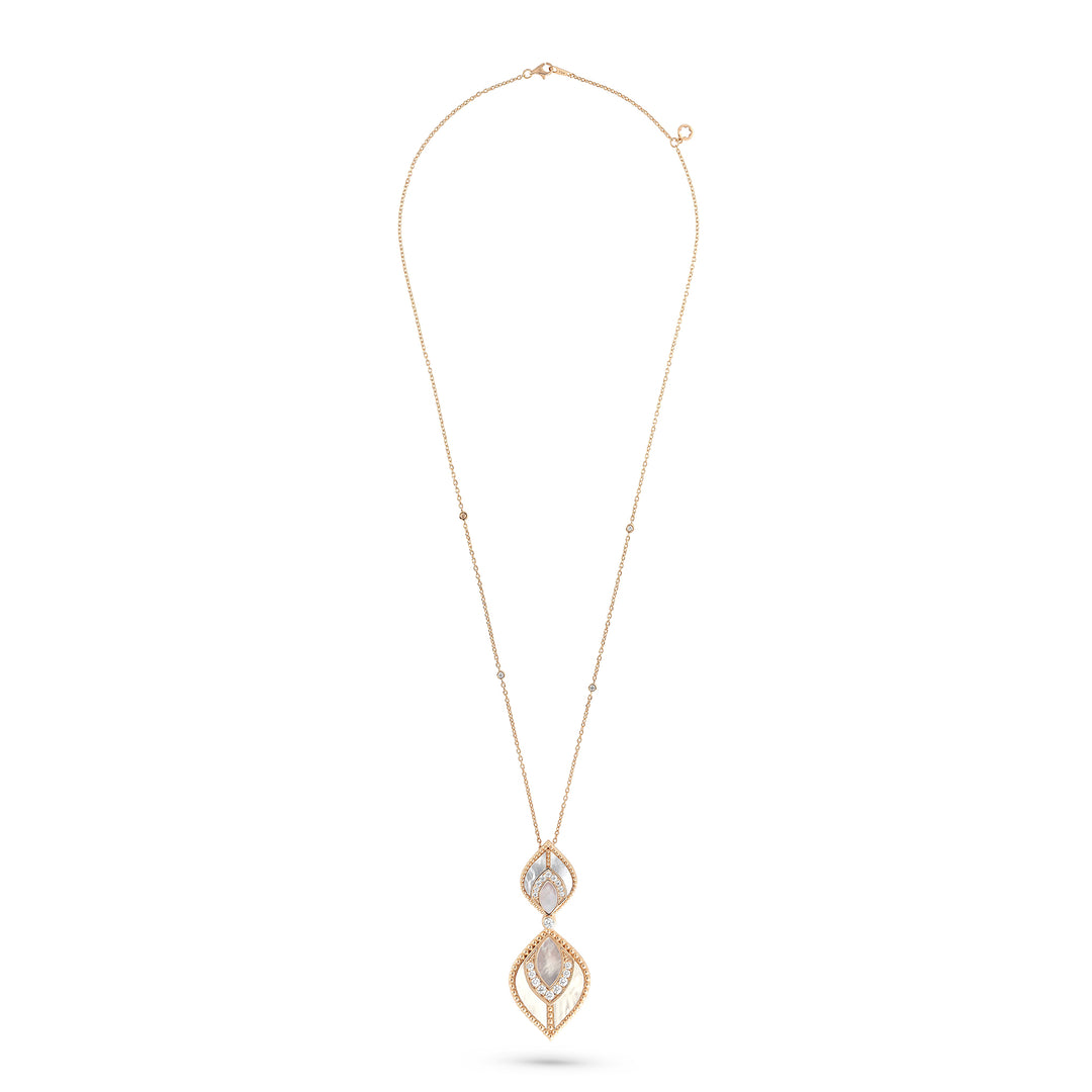 Vista Rose Gold Luminous Petal Pendant With Natural Diamond | Soit Belle Fine Jewellery
