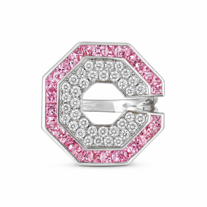 Vista White Gold Hexagon Ring With Natural Pink Sapphire | Soit Belle Fine Jewellery