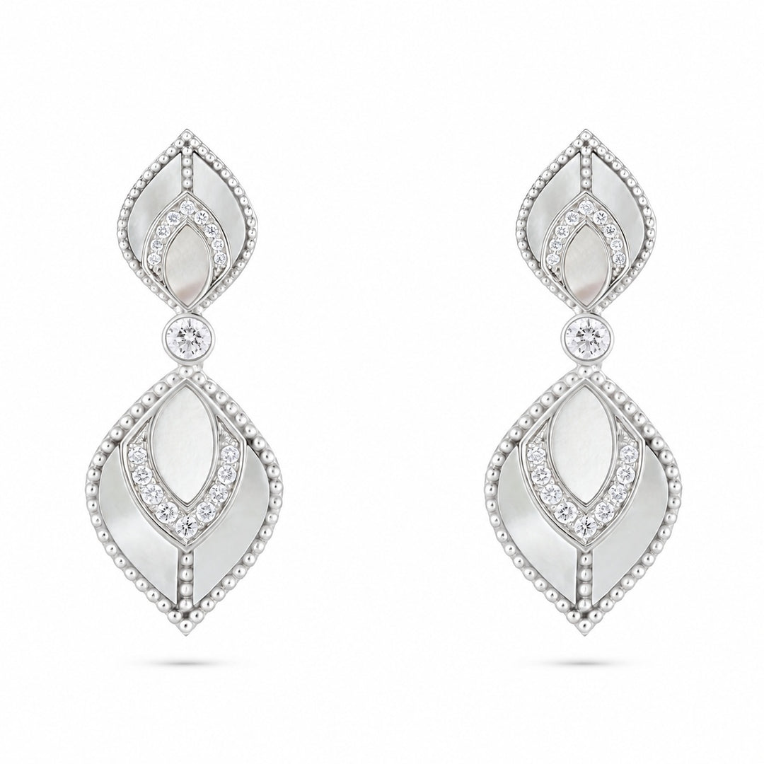 Vista White Gold Luminous Petal Earring With Natural Diamond | Soit Belle Fine Jewellery