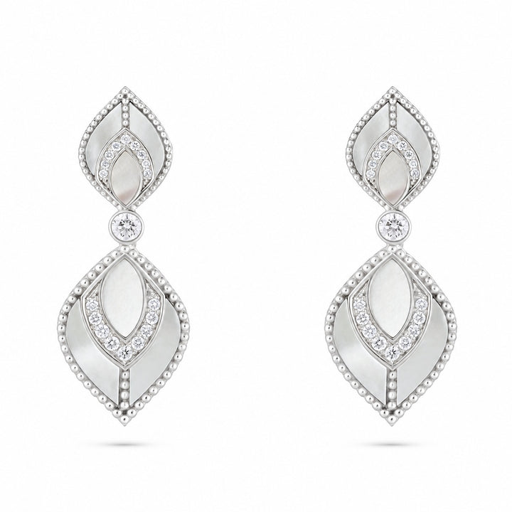 Vista White Gold Luminous Petal Earring With Natural Diamond | Soit Belle Fine Jewellery