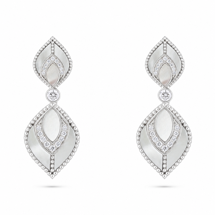 Vista White Gold Luminous Petal Earring With Natural Diamond | Soit Belle Fine Jewellery