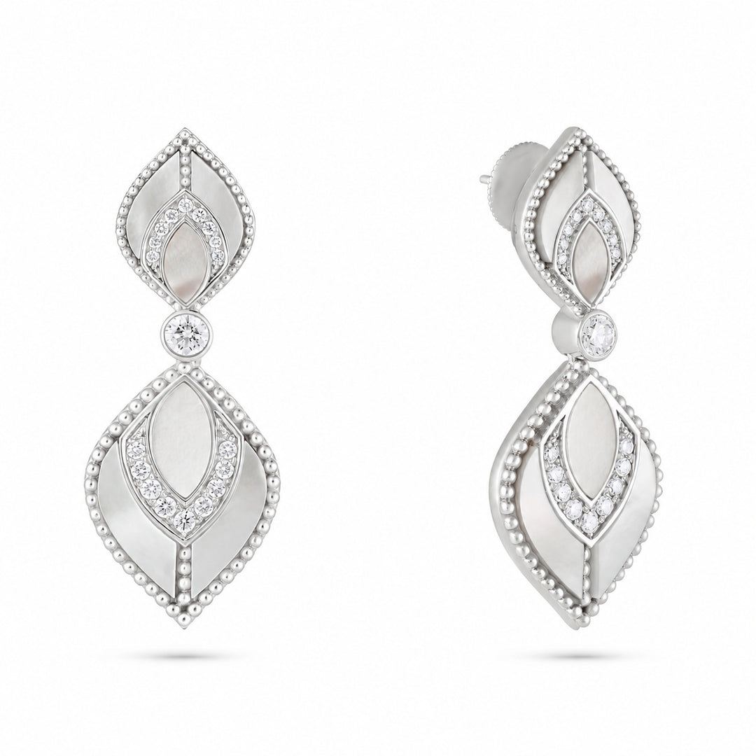 Vista White Gold Luminous Petal Earring With Natural Diamond | Soit Belle Fine Jewellery