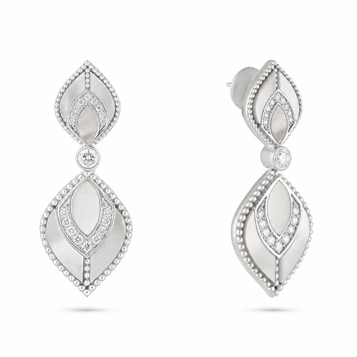 Vista White Gold Luminous Petal Earring With Natural Diamond | Soit Belle Fine Jewellery