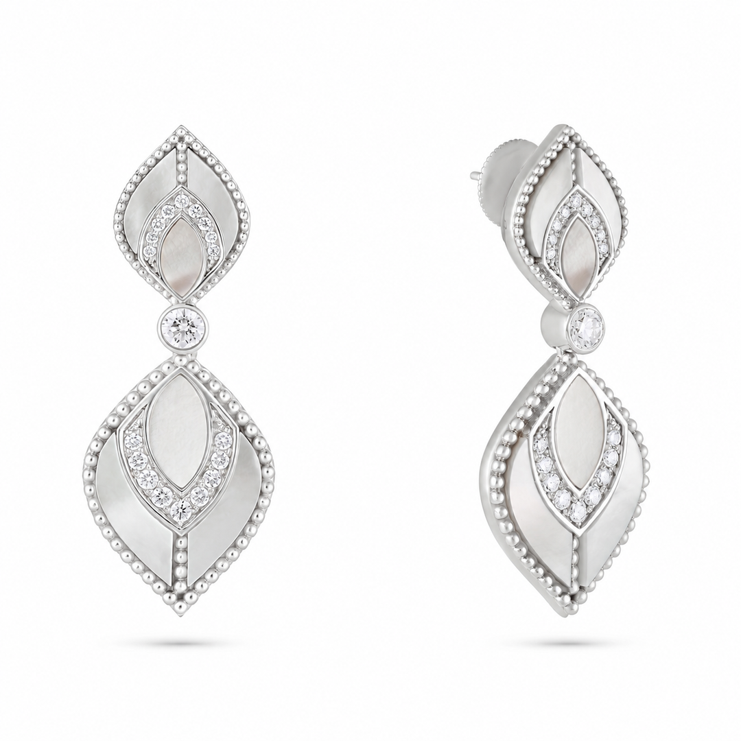 Vista White Gold Luminous Petal Earring With Natural Diamond | Soit Belle Fine Jewellery