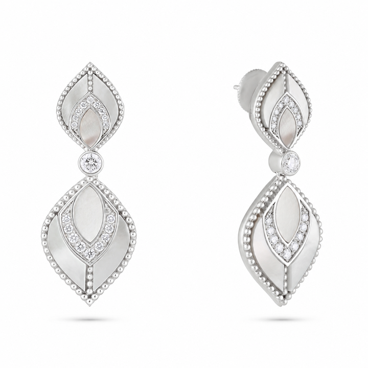 Vista White Gold Luminous Petal Earring With Natural Diamond | Soit Belle Fine Jewellery