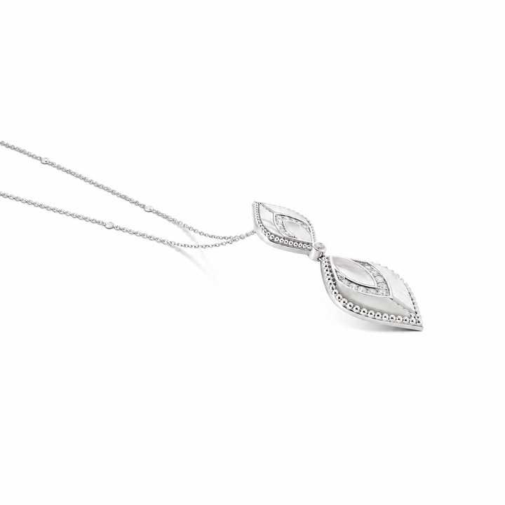 Vista White Gold Luminous Petal Pendant With Natural Diamond | Soit Belle Fine Jewellery