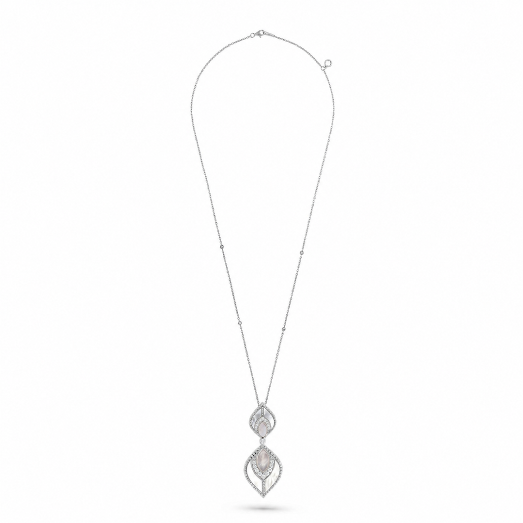 Vista White Gold Luminous Petal Pendant With Natural Diamond | Soit Belle Fine Jewellery