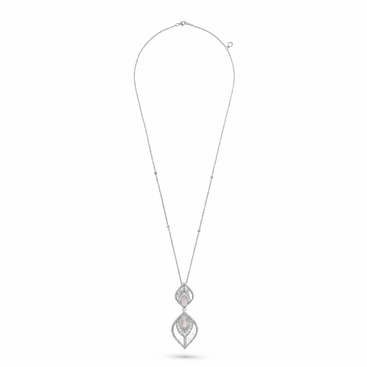 Vista White Gold Luminous Petal Pendant With Natural Diamond | Soit Belle Fine Jewellery