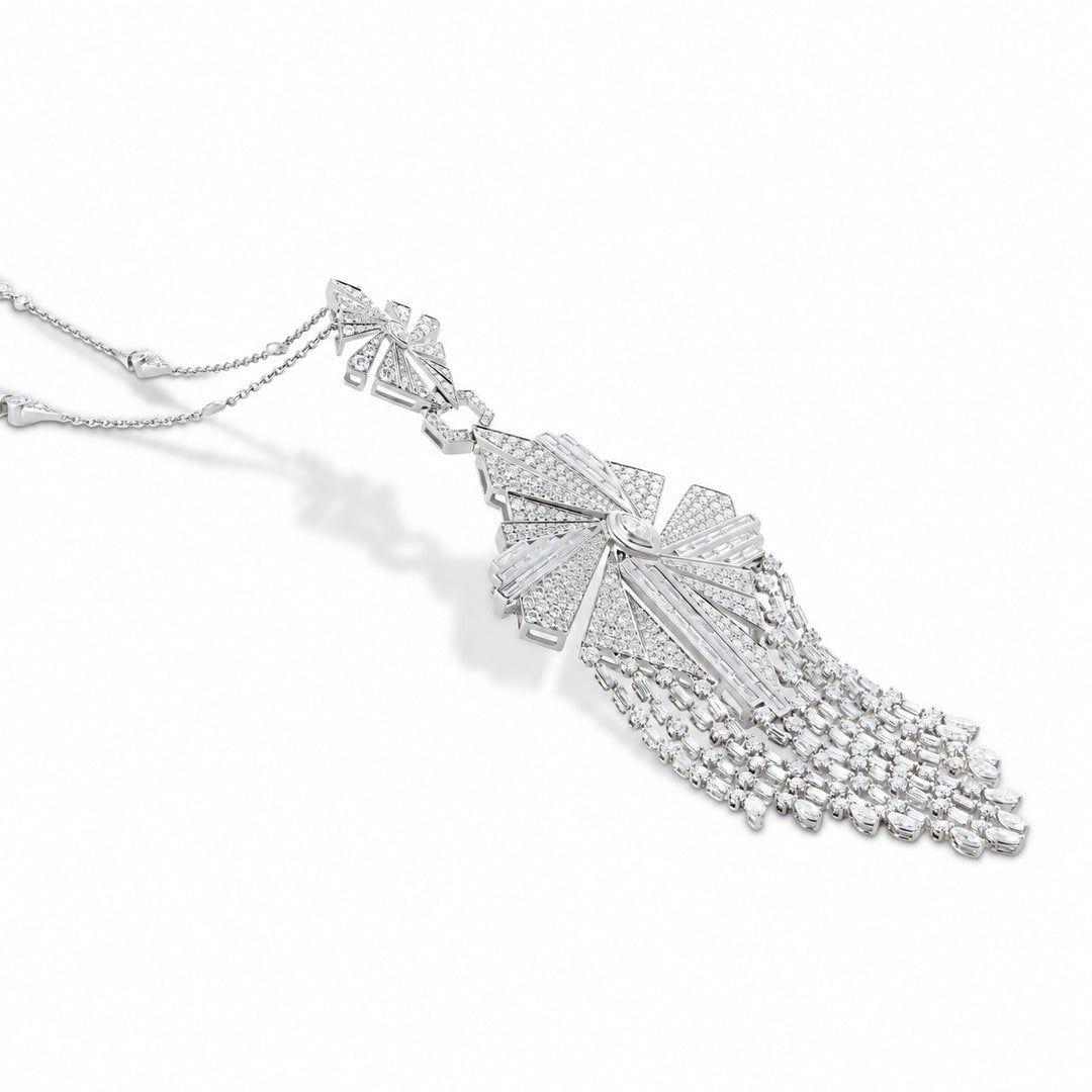 Vista White Gold Tassel Pendant With Natural Diamond | Soit Belle Fine Jewellery