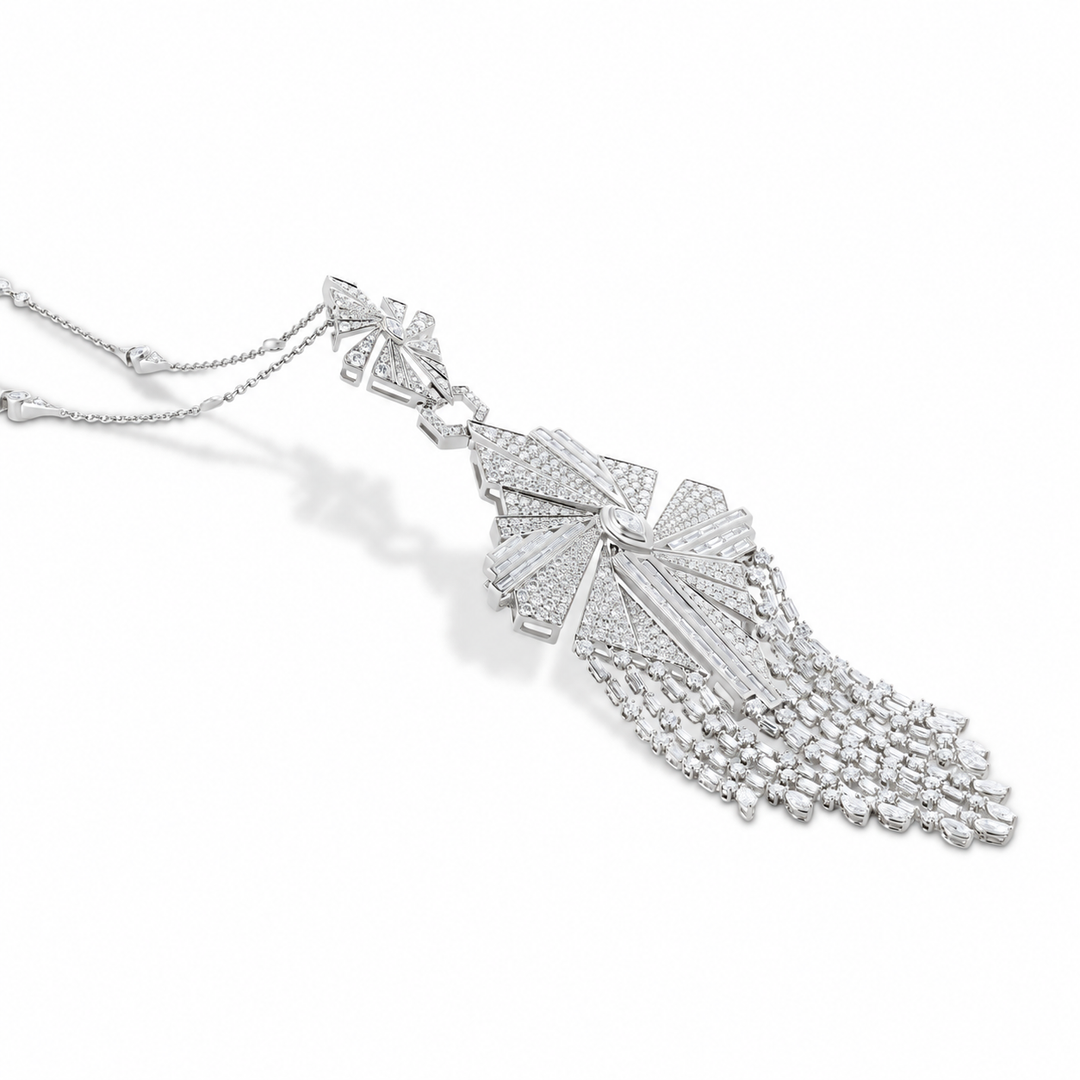 Vista White Gold Tassel Pendant With Natural Diamond | Soit Belle Fine Jewellery
