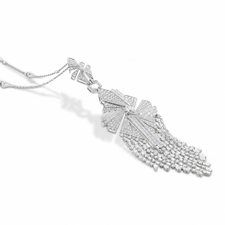 Vista White Gold Tassel Pendant With Natural Diamond | Soit Belle Fine Jewellery