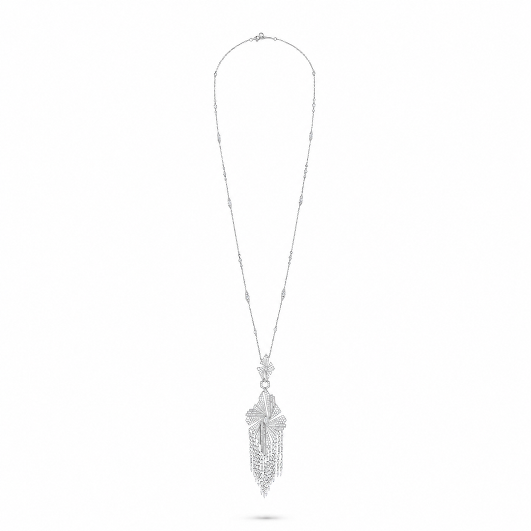 Vista White Gold Tassel Pendant With Natural Diamond | Soit Belle Fine Jewellery