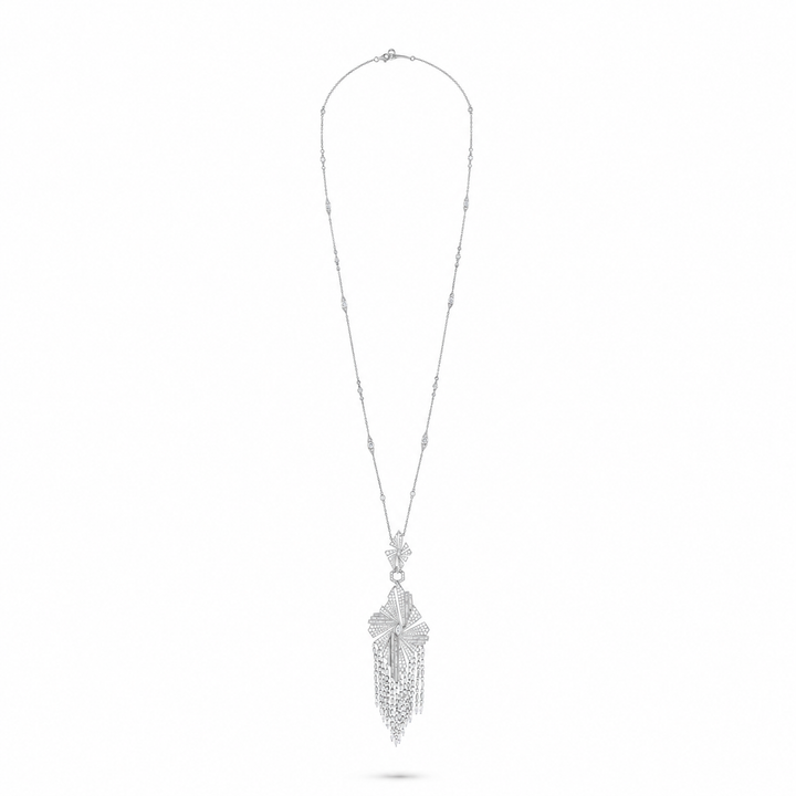 Vista White Gold Tassel Pendant With Natural Diamond | Soit Belle Fine Jewellery