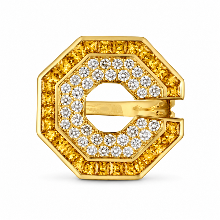 Vista Yellow Gold Hexagon Ring With Natural Yellow Sapphire | Soit Belle Fine Jewellery