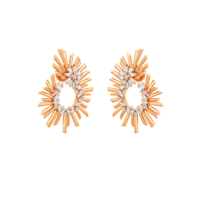 VISTA Rose Gold Diamond multiple-rays Hoop Earrings