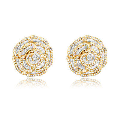  RONZA Yellow Gold Rose petal diamond Earrings