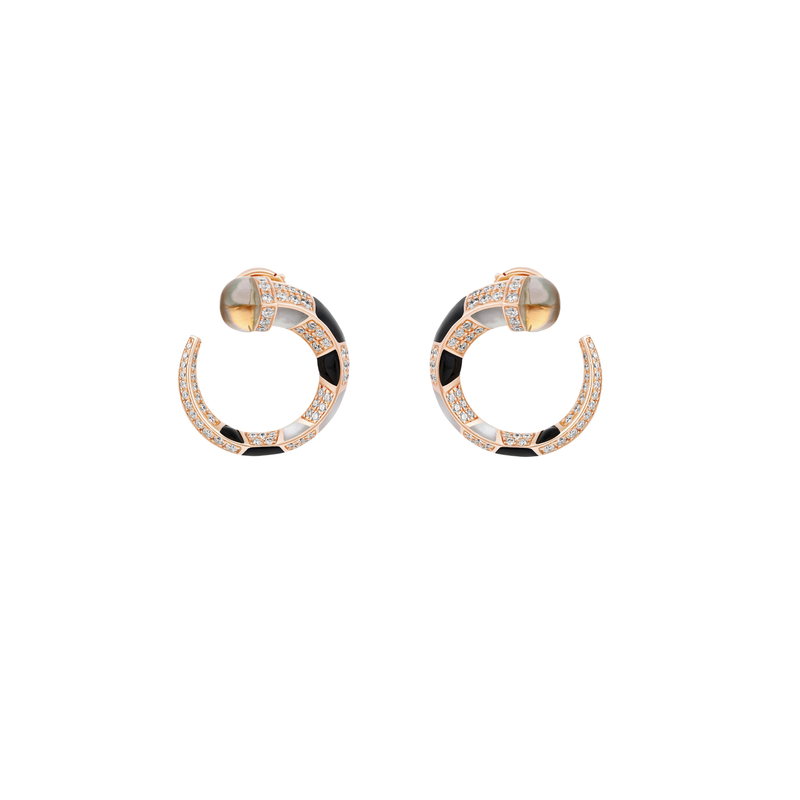 ARTISTRY Yellow Gold Diamond Earring with Natural Smoky Quartz