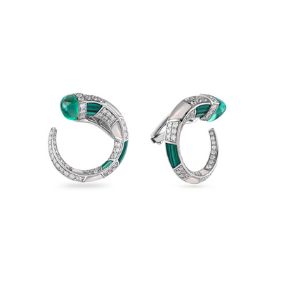 ARTISTRY White Gold Diamond Earring with Natural Emerald