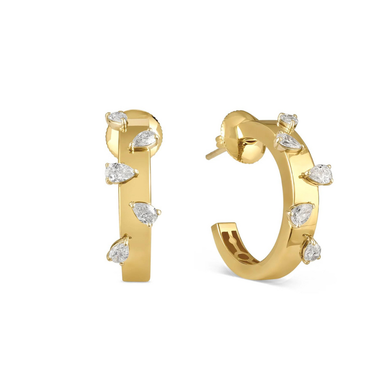 ETOILE Yellow Gold Hoops Diamond Earring