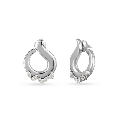 ETOILE White Gold Teardrop Diamond Earring ÉTOILE White Gold Sculpted Hoop Earrings with Marquise Diamonds