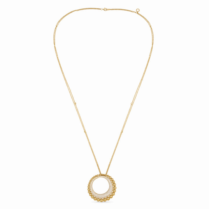 Lucien Yellow Gold Diamond Moon Embellished Pendant