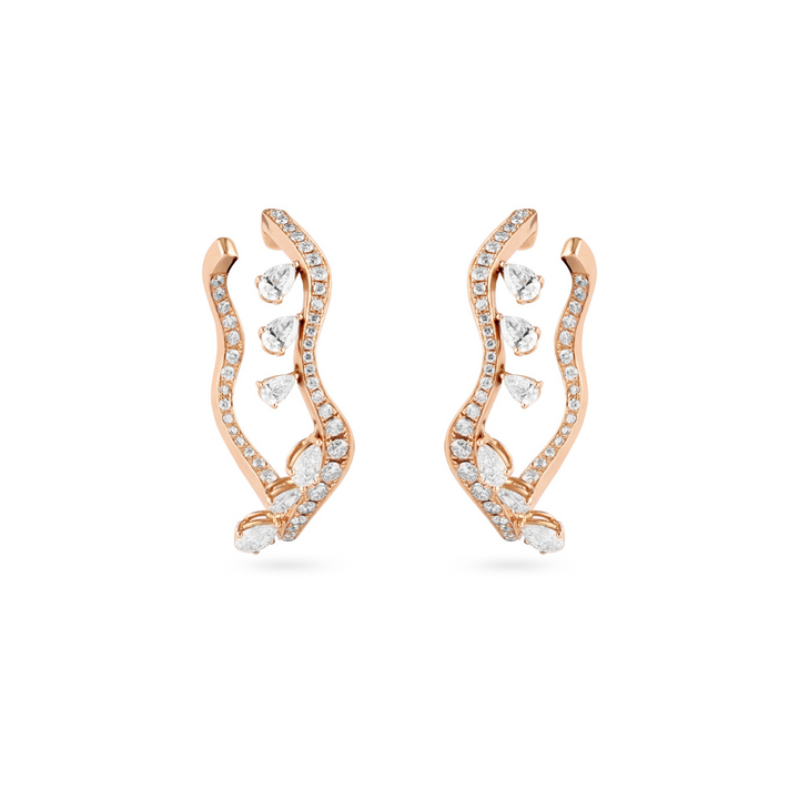 ETOILE Rose Gold Diamond Zig Zag Hoop Earring