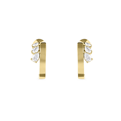 ETOILE Yellow Gold Hoop Earring diamond pear drops