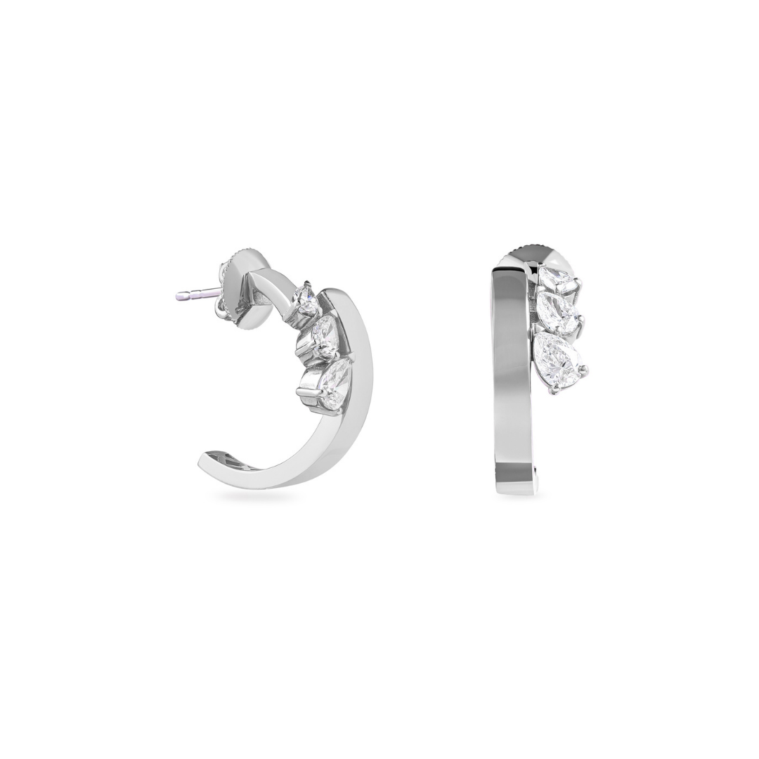 ETOILE White Gold Hoop Earring diamond pear drops