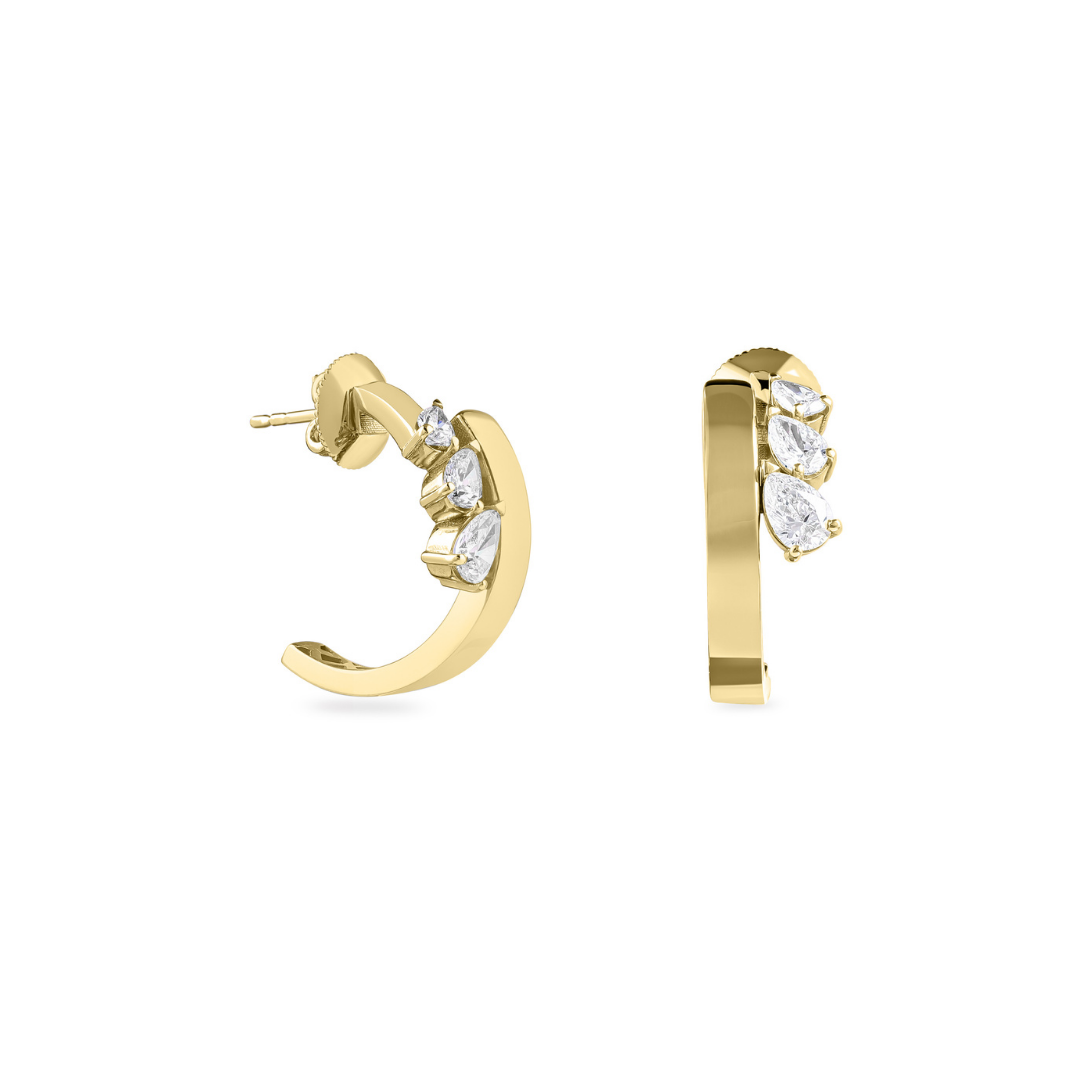 ETOILE Yellow Gold Hoop Earring diamond pear drops