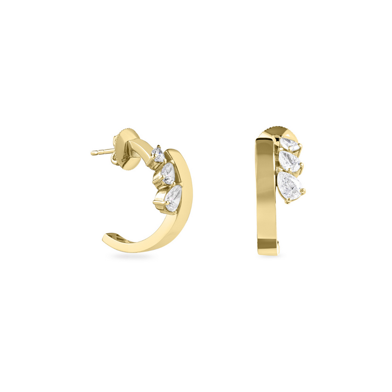 ETOILE Yellow Gold Hoop Earring diamond pear drops