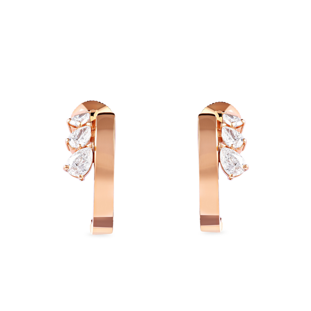ETOILE Rose Gold Hoop Earring diamond pear drops