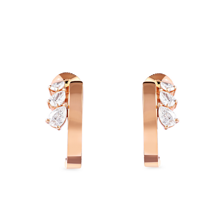 ETOILE Rose Gold Hoop Earring diamond pear drops