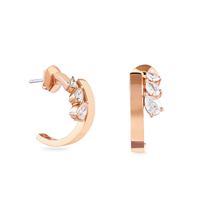 ETOILE Rose Gold Hoop Earring diamond pear drops