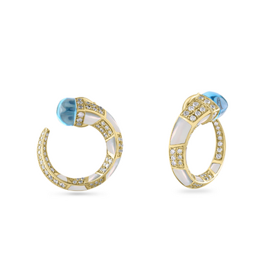 ARTISTRY Yellow Gold Diamond Earrings with Natural Topaz
